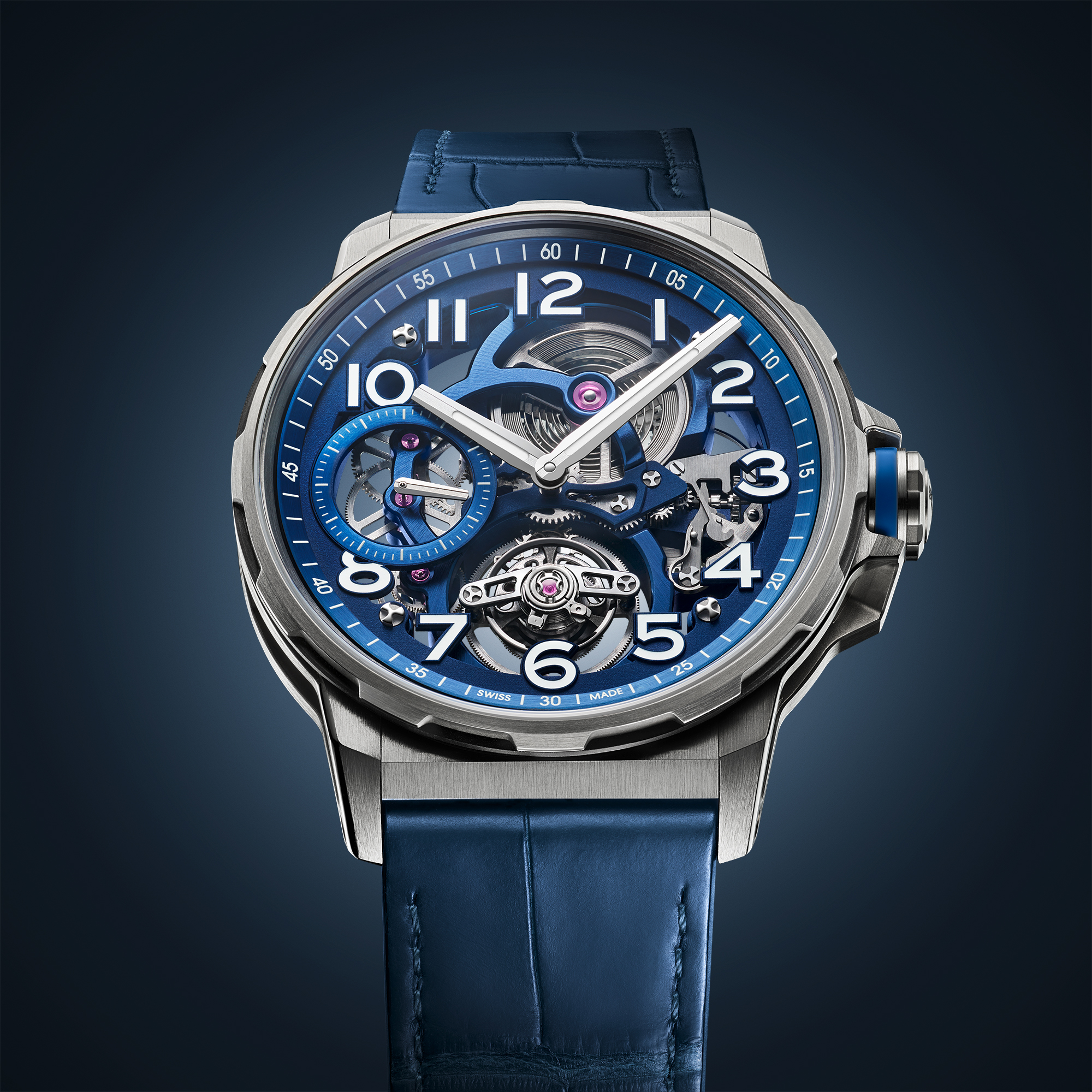 FLYING TOURBILLON TITANIUM BLUE ALLIGATOR - Image 3