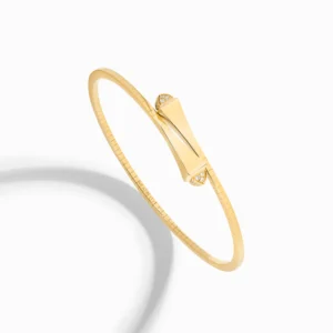 Cleo Gold Slim Slip-On Bracelet with Diamond Pyramids