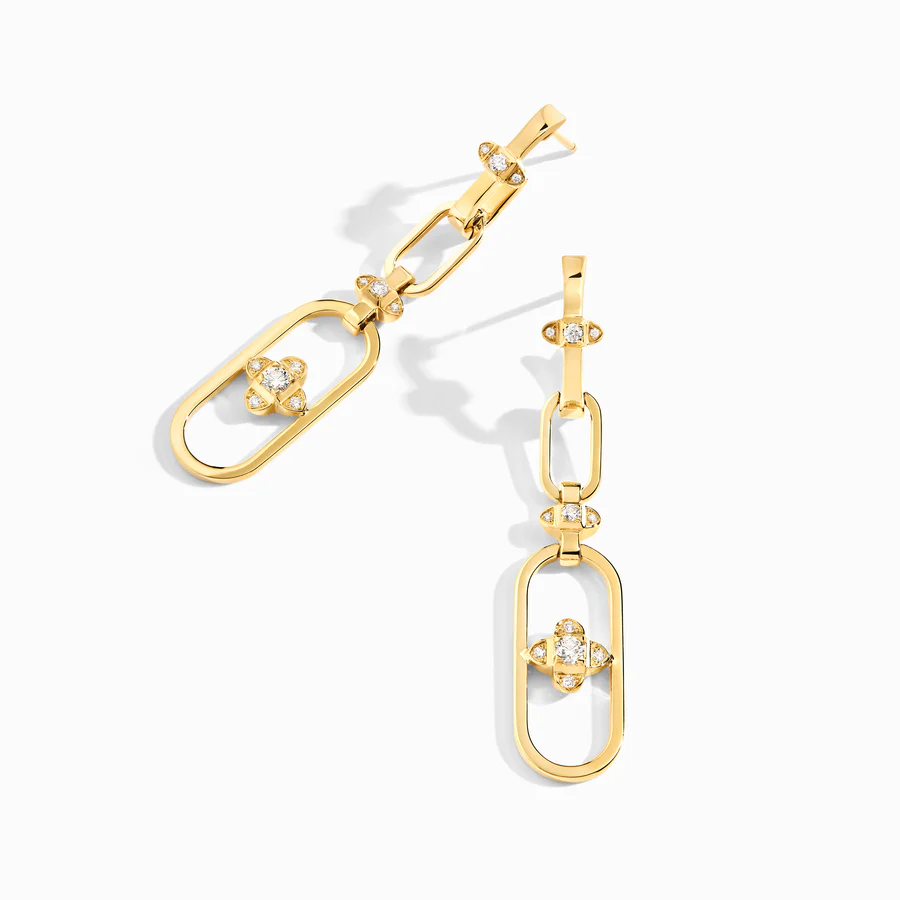 Tip-Top Link Gold Double Drop Earrings